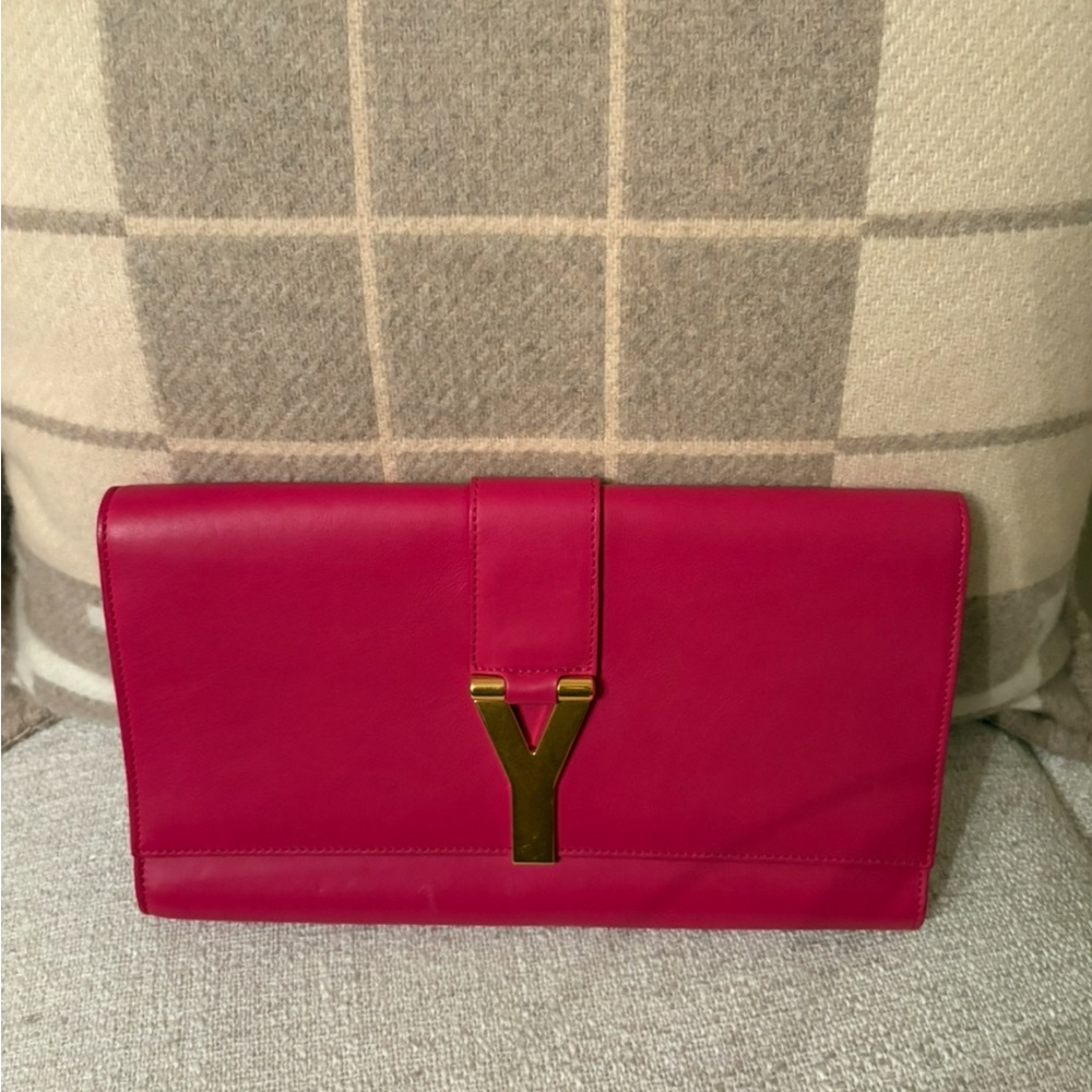 Yves Saint Laurent Pink Clutch with Gold Accent